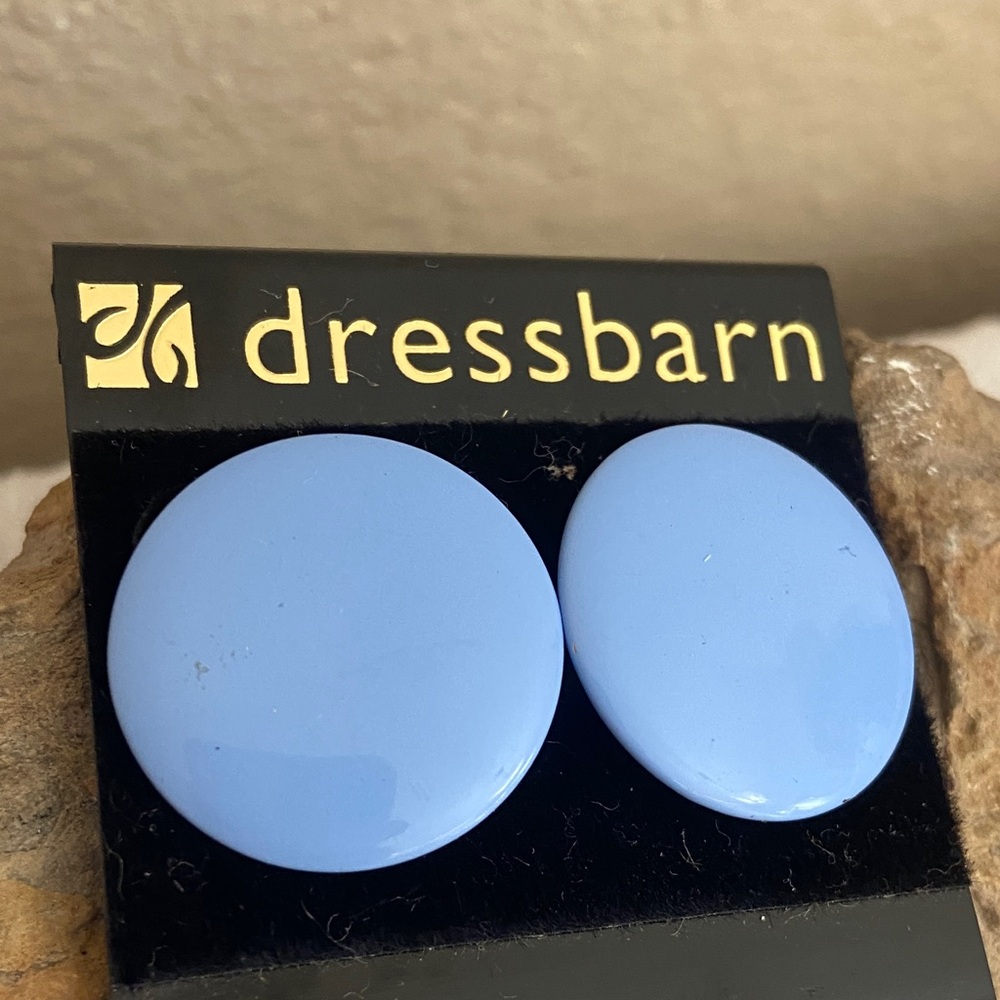 5/$10❤️❤️❤️DRESSBARN Round Periwinkle Enamel Button Stud Posts Earrings